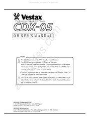 Vestax CDX-05 Owner's Manual