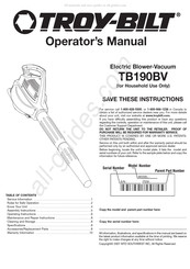 Troy-Bilt TB190BV Operator's Manual