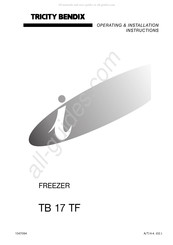 Tricity Bendix TB 17 TF Operating & Installation Instructions Manual