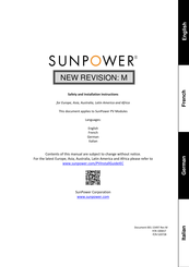 SunPower SPR-EYY-ZZZ Safety And Installation Instructions Manual