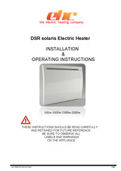 EHC DSR solaris Series Installation & Operating Instructions Manual