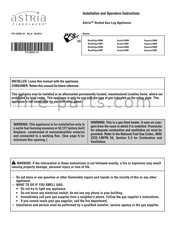 Astria Fireplaces Sequoia18MP Installation And Operation Instructions Manual