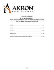 Akron Brass SEVERE DUTY 3491 Installation, Operating And Maintenance Instructions