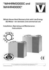 Vectaire WHHR400DC Installation, Operating And Maintenance Instructions