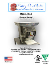 Patty-O-Matic PR12 Owner's Manual
