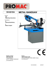 Promac SX-821DA Operating Instructions Manual