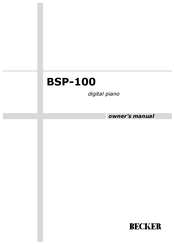 Becker BSP-100 Owner's Manual