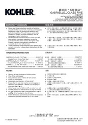 Kohler GABRIELLE CLASS FIVE S-EB K-3322T-W Installation Instructions Manual