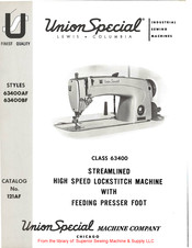 UnionSpecial CLASS 63400 Instructions For Adjusting And Operating