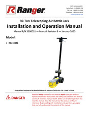 Ranger RBJ-30TL Installation And Operation Manual