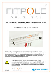 Ahlsport FITPOLE ORIGINAL Installation, Operating, And Safety Instructions