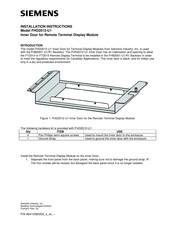Siemens FHD2012-U1 Installation Instructions