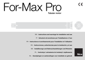 Nice For-Max Pro Instructions And Warnings For Installation And Use