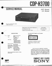 Sony CDP-H3700 Service Manual