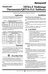 Honeywell Tradeline T874A-F Installation Instructions Manual
