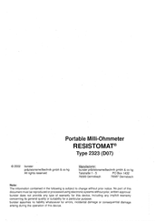 Burster Resistomat 2323 Manual