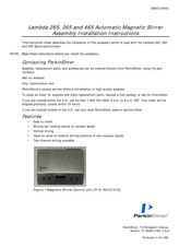 Perkin Elmer Lambda 465 Assembly/Installation Instructions