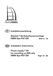HomeMatic HMW-Sys-PS7-DR Installation Instructions Manual