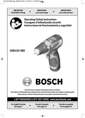 Bosch GSR12V-300 Operating/Safety Instructions Manual