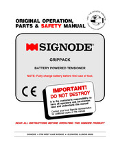 Signode GRIPPACK Original Operation, Parts & Safety Manual