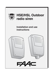 FAAC HSL Installation And Use Instructions Manual