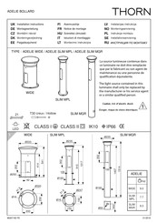 Thorn ADELIE Series Installation Instructions