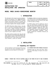 Vicon VM520 Instructions For Installation And Operation Manual