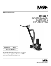 MK Diamond Products MK-SDG-7 Owners Manual, Parts List & Exploded View
