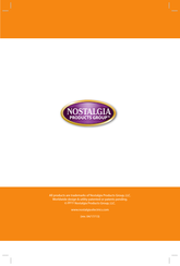 Nostalgia Electrics FPS200 SERIES Instructions And Recipes Manual