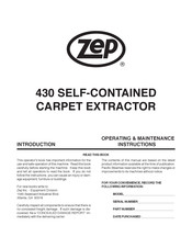 Zep 430 Operating & Maintenance Instructions