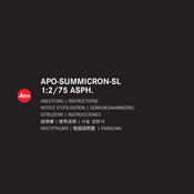 Leica APO-SUMMICRON-SL 1:2/75 ASPH. Instructions Manual