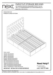 Next PARIS FLIP STORAGE BED KING Assembly Instructions Manual