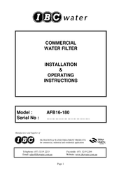 IBC Water AFB16-180 Installation & Operating Instructions Manual