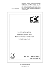 Team kalorik TKG IKP 820 Operating Instructions Manual