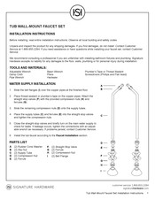 Signature Hardware Tub Wall-Mount Faucet Set Installation Instructions