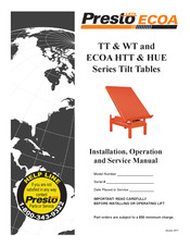Presto ECOA HTT Series Installation, Operation And Service Manual