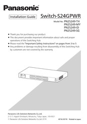 Panasonic PN25249-TH Installation Manual