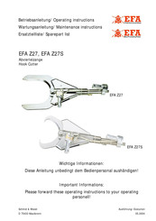 EFA EFA Z27 Operating Instructions, Maintenance Instructions, Spare Part List