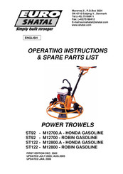 Euro Shatal ST122 - M12800 - ROBIN GASOLINE Operating Instructions/Spare Parts List