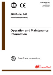 Ingersoll Rand 2200 Series Operation And Maintenance Information