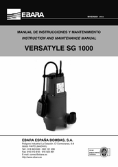 EBARA VERSATYLE SG 1000 Idea Instruction And Maintenance Manual