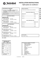 Technibel GR60R Installation Instructions Manual