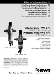 BWT Protector mini HWS C/R 3/4 Installation And Operating Instructions Manual