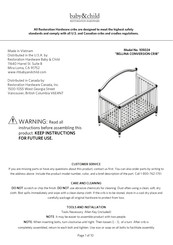 Restoration Hardware Baby & Child BELLINA CONVERSION CRIB 105024 Manual