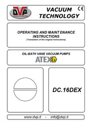 DVP DC.16DEX Operating And Maintenance Instructions Manual