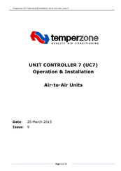 TemperZone UNIT CONTROLLER 7 Operation & Installation