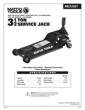 Matco Tools MLPJ35T Operating Instructions Manual