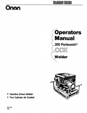Onan 200 Portaweld CCK Operator's Manual