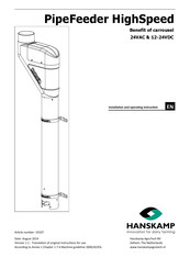 Hanskamp PipeFeeder HighSpeed Installation And Operating Instruction