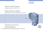Burkert PTB 07 ATEX 2063 X Operating Instructions Manual